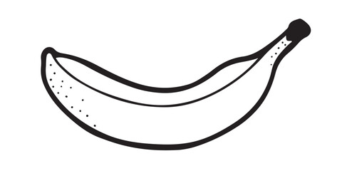 Hand drawn one banana in line design, outlined isolated vector illustration