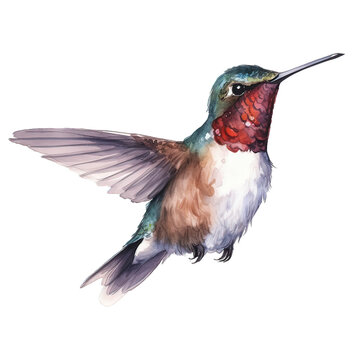 hummingbird watercolor on white background