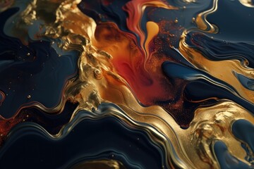abstract liquid background with beautiful color palette and gold veins - Generative AI