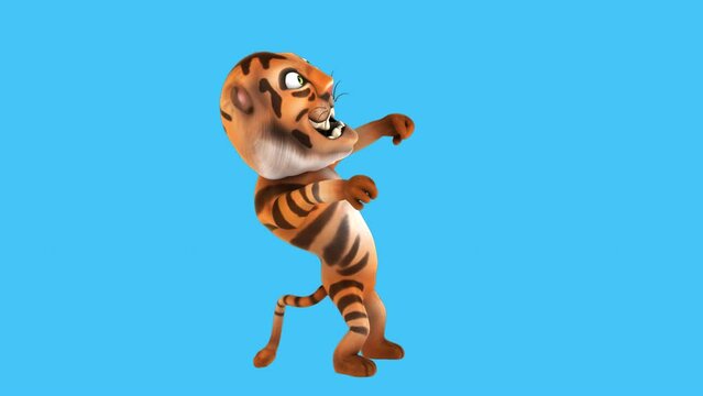 Fun 3D cartoon tiger dancing (with alpha channel included)
