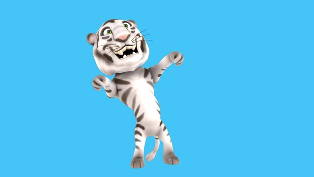 Fun 3D cartoon tiger dancing (with alpha channel included)