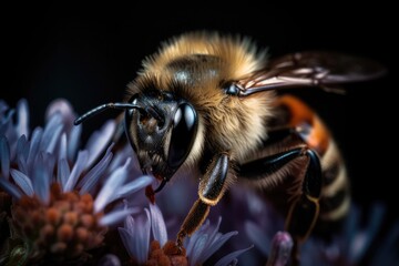 Bee in flower macro