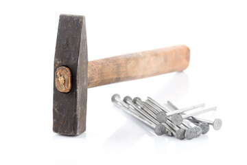 old hammer on white