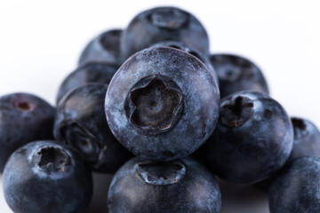 Blueberries on white background