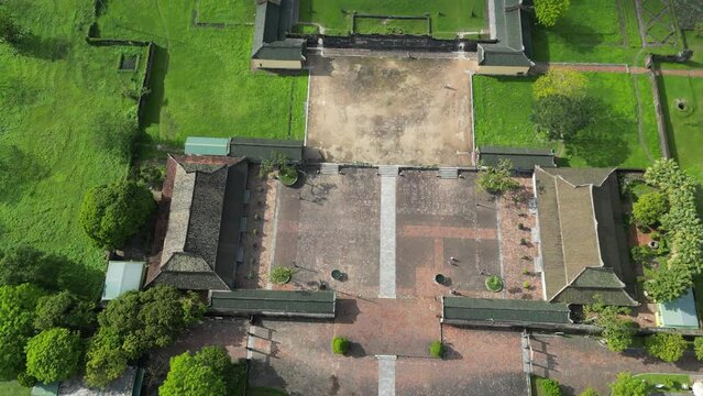 Aerial drone footage above the emblematic Citadel in Hué. Inspired by the Forbidden City in Beijing, this site was damaged during the war and attracts lof of tourist nowadays.A Unesco Heritage 3-5