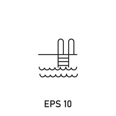 water swimming and ladder in pool icon editable stroke eps 10