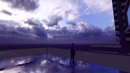 alone on the top of building