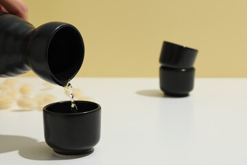 Traditional Japanese alcoholic drink - Sake, traditional asian drinks concept