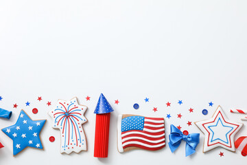 Fototapeta premium Composition for 4 july, Independence Day of USA, space for text