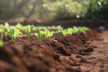 Watering and growing vegetables in home garden. Generative AI