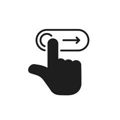 digital unlock or slider icon with black finger point