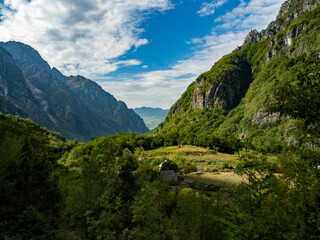 Fototapeta na wymiar View of the Theth Valley in Albania
