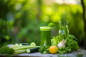 Juice or smoothie fram fresh vegetables. Generative AI
