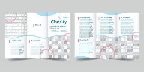  Charity trifold brochure template. A clean, modern, and high-quality design tri fold brochure vector design. Editable and customize template brochure