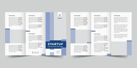 Fototapeta na wymiar Startup trifold brochure template. A clean, modern, and high-quality design tri fold brochure vector design. Editable and customize template brochure