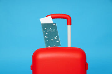 Suitcase, luggage, baggage for summer travel and vacation