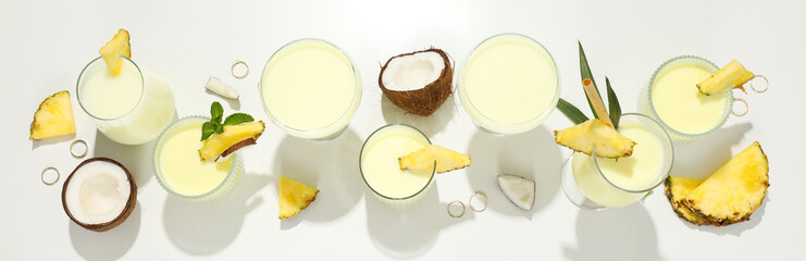 Fresh summer cocktail - Pina colada, fresh summer drink concept
