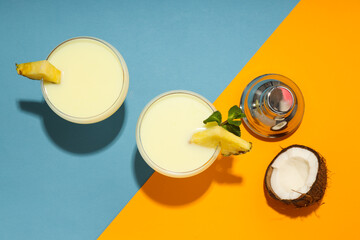 Fresh summer cocktail - Pina colada, fresh summer drink concept