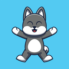 Cute dog character jumping vector cartoon illustration