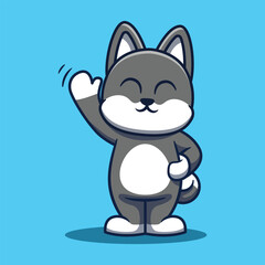 Cute dog character waving vector cartoon illustration