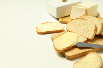 Concept of breakfast, eat food with butter, space for text