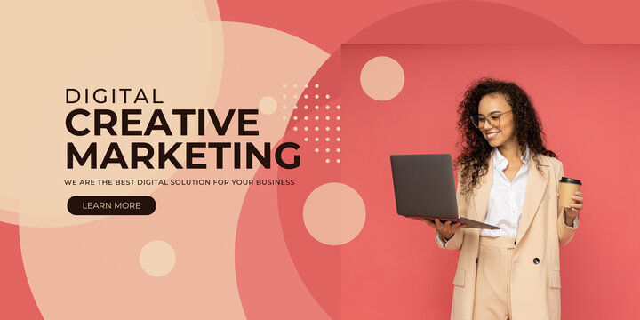 Digital Creative Marketing image for advertising with young woman