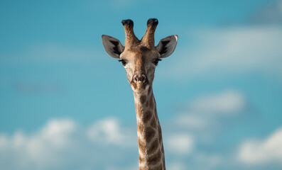 Humorous Wild Giraffe Looking Directly into Camera