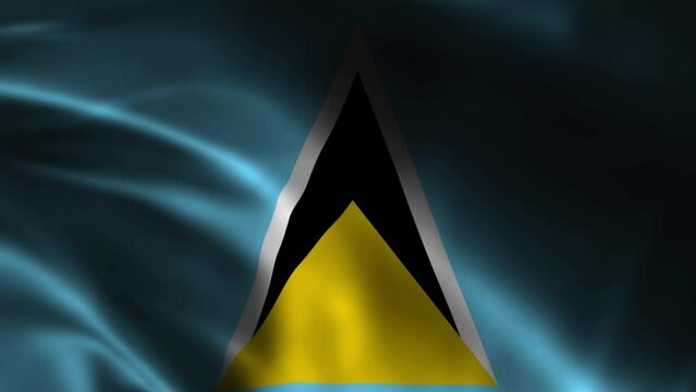 Animation of waving a flag of Saint Lucia, the national flag. The Saint Lucian official flag flying in the wind isolated. Realistic waving saint lucia flag