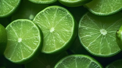 Lime halves close-up. Generative AI.