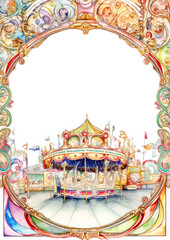 amusement park frame watercolor