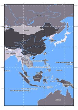 World map classic style grid latlong
