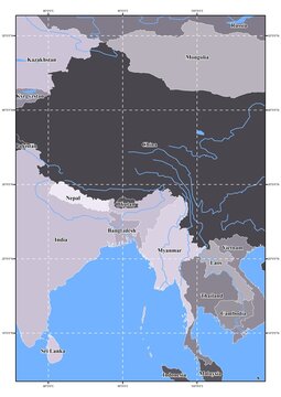 World map classic style grid latlong