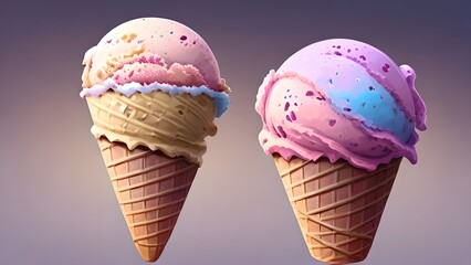 Delicious ice cream, summer cooling dessert, generative AI