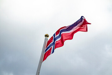 National flag of Norway waving in the wind
