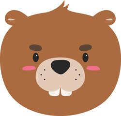 Beaver Cartoon Face Illustration