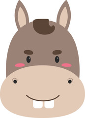 Donkey Cartoon Face Illustration_1