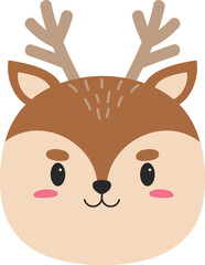 Deer Rudolph Cartoon Face Illustration