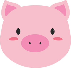 Pig Cartoon Face Illustration