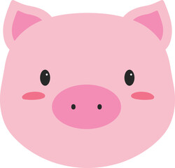 Pig Cartoon Face Illustration
