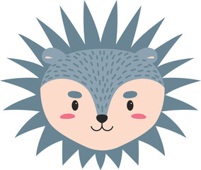 Porcupine Cartoon Face Illustration