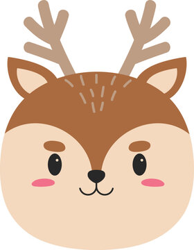 Deer Rudolph Cartoon Face Illustration