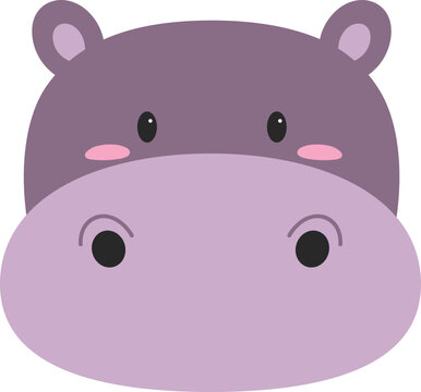 Hippopotamus Cartoon Face Illustration