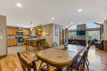Living room and kitchen interior in a modern apartment