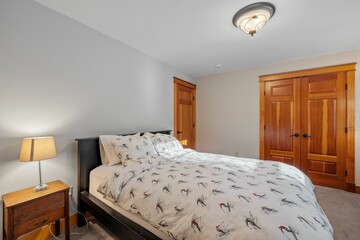 Beautiful contemporary rustic home interior bedroom design with wooden doors