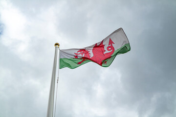 National flag of wales waving in the wind