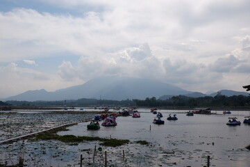 Beautiful View of Bagendit Lake in Garut, West Java, Indonesia.