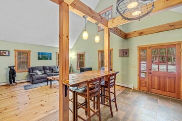 Rustic design living and dining area in an elegant house