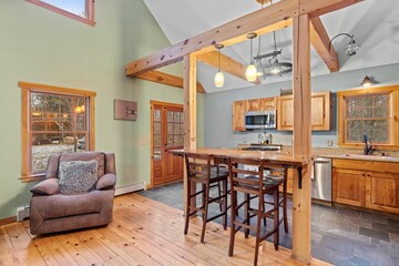 Rustic design living and dining area in an elegant house