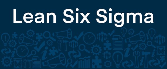 Lean Six Sigma Blue Business Symbols Texture Bottom Text