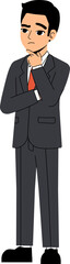 Seth Business Man Think Thinking Hand Pose Standing Character Design Isolated